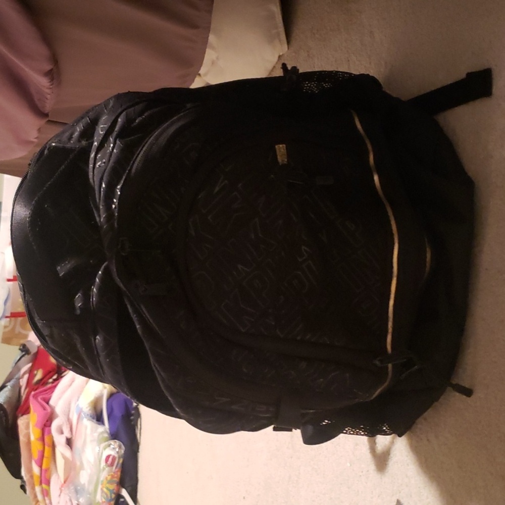 New Victoria Secret Pink Black Backpack in like new